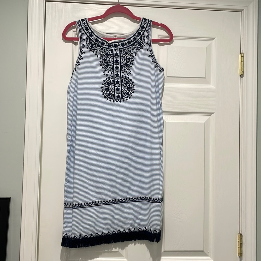 Vineyard Vines Blue and White Embroidered Short Dress